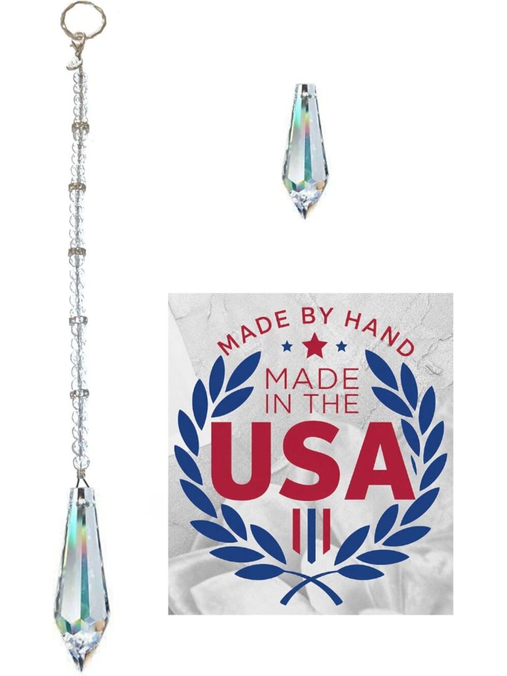 Crystal Suncatcher Rear View Mirror 30mm Hanging Ornament Rhinestone Beaded Desi